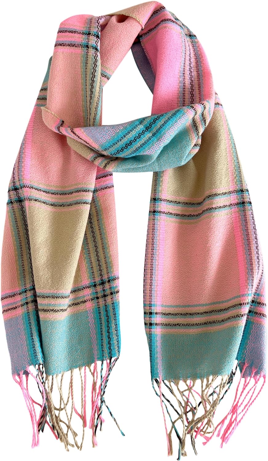 Women's Scarf Classic Tassel Plaid Super Soft Classic Cashmere Feel Fall Winter Scarves Tartan Warm Chunky Wrap Shawl