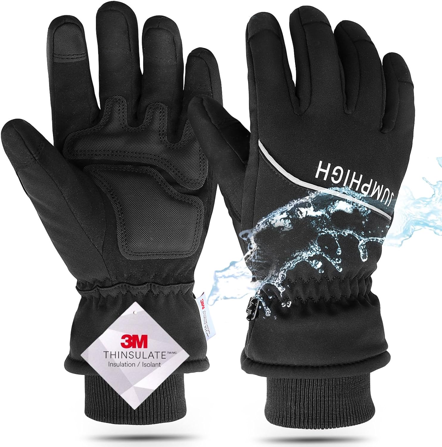 JUMPHIGH Winter Gloves, Waterproof Thermal Gloves, Cold Weather Gloves, Men's Snow Gloves, Warm Gifts for Women and Men