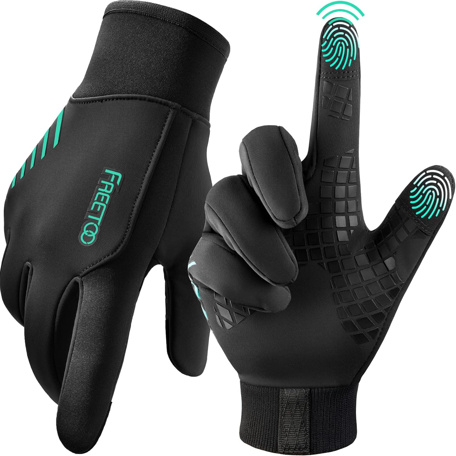 FREETOO Waterproof Winter Gloves with Fleece Lining for Cold Weather for Men, Windproof Touchscreen Warm Gloves for Snow Running Cycling Driving