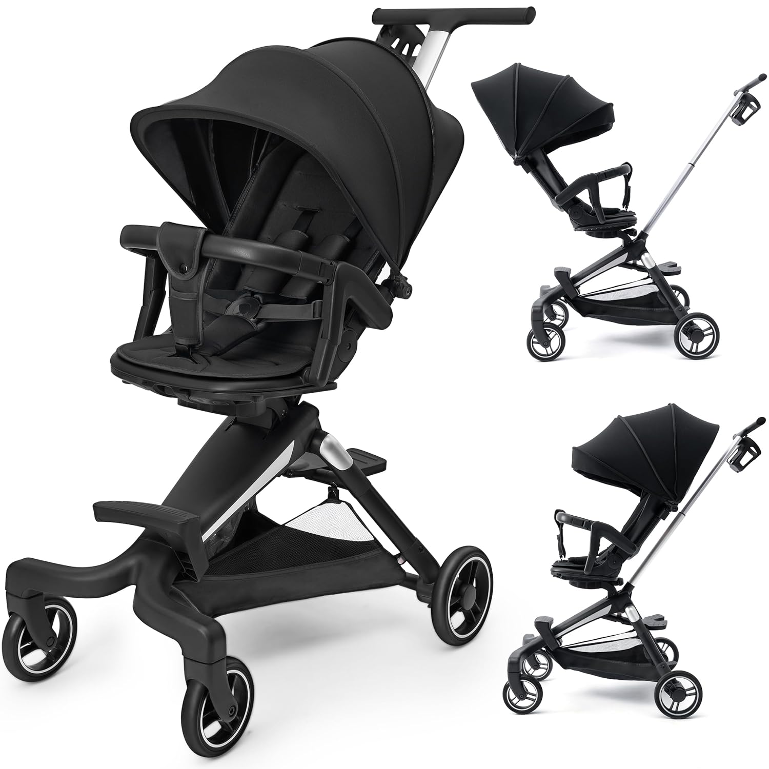 Lightweight Stroller, Convenience Stroller with 360 Degree Rotational Seat, Baby Toddler Stroller for Travel, Multi Position Recline, Ultra Compact Fold & Airplane Ready Travel Stroller
