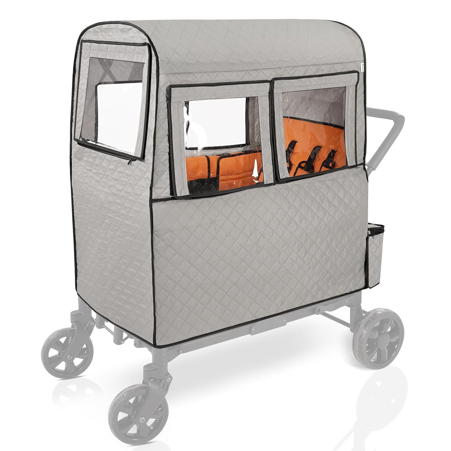 Stroller Winter Cover for Wonderfold W4 Series, Filled with Cotton Fiber for Keep Baby Warm, Windproof Waterproof, Protect from Dust Snow, Humanized Design Stroller Accessory, Grey
