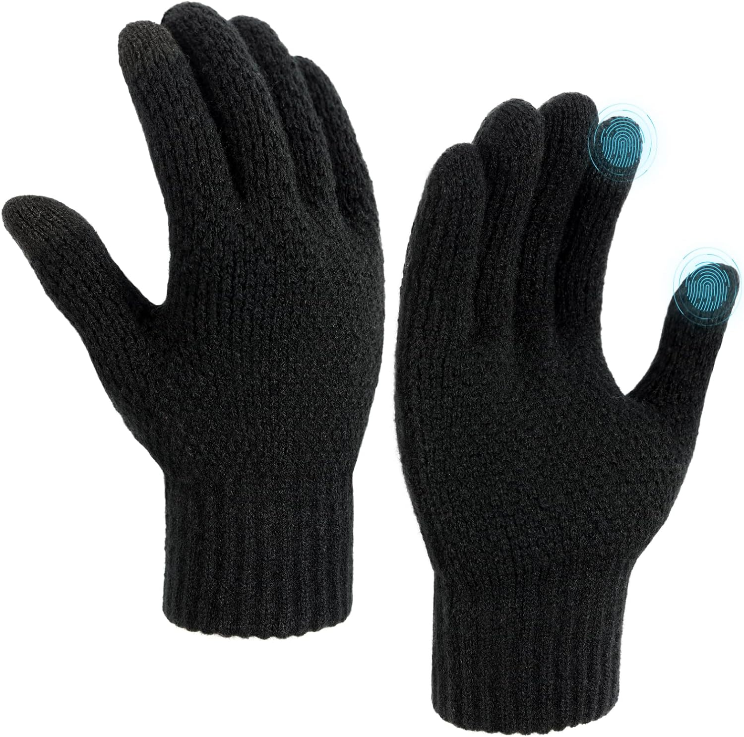 Loiyadn Winter Gloves - Winter Knit Gloves Women/Men, Warm & Soft, Warm Wool Gloves with Elastic Cuff