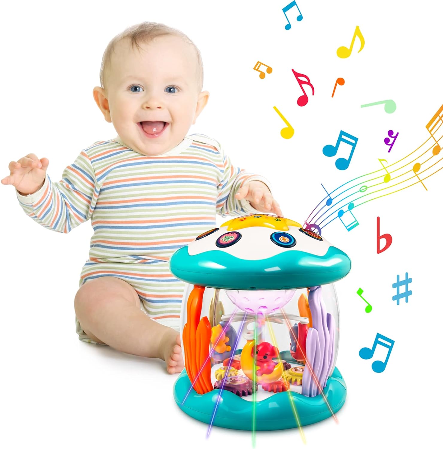 MFEESYOB Baby Toys 6 to 12 Months - Musical Rotating Light Up Infant Toys for 6-12 Months, Learning Toddler Toys for Early Educational, Ideal for Christmas, Birthday Gift