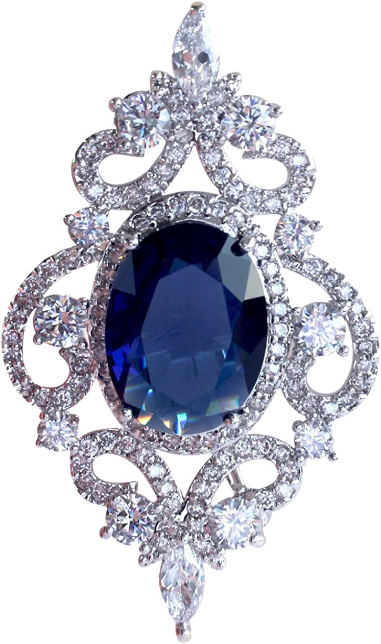 SELOVO Wedding Formal Accessory Cubic Zirconia Brooch Pendant Pin