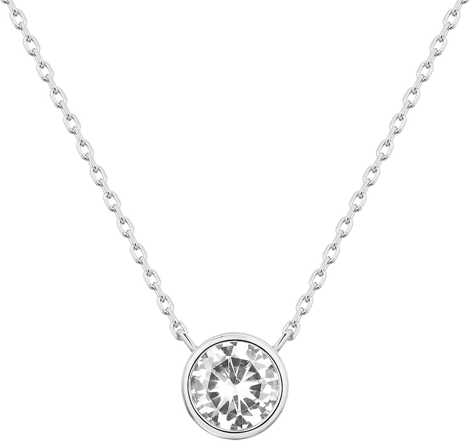 PAVOI 14K Gold Plated 1.00 ct (D Color, VVS Clarity) CZ Simulated Diamond Bezel-Set Solitaire Choker Necklace | Necklace for Women