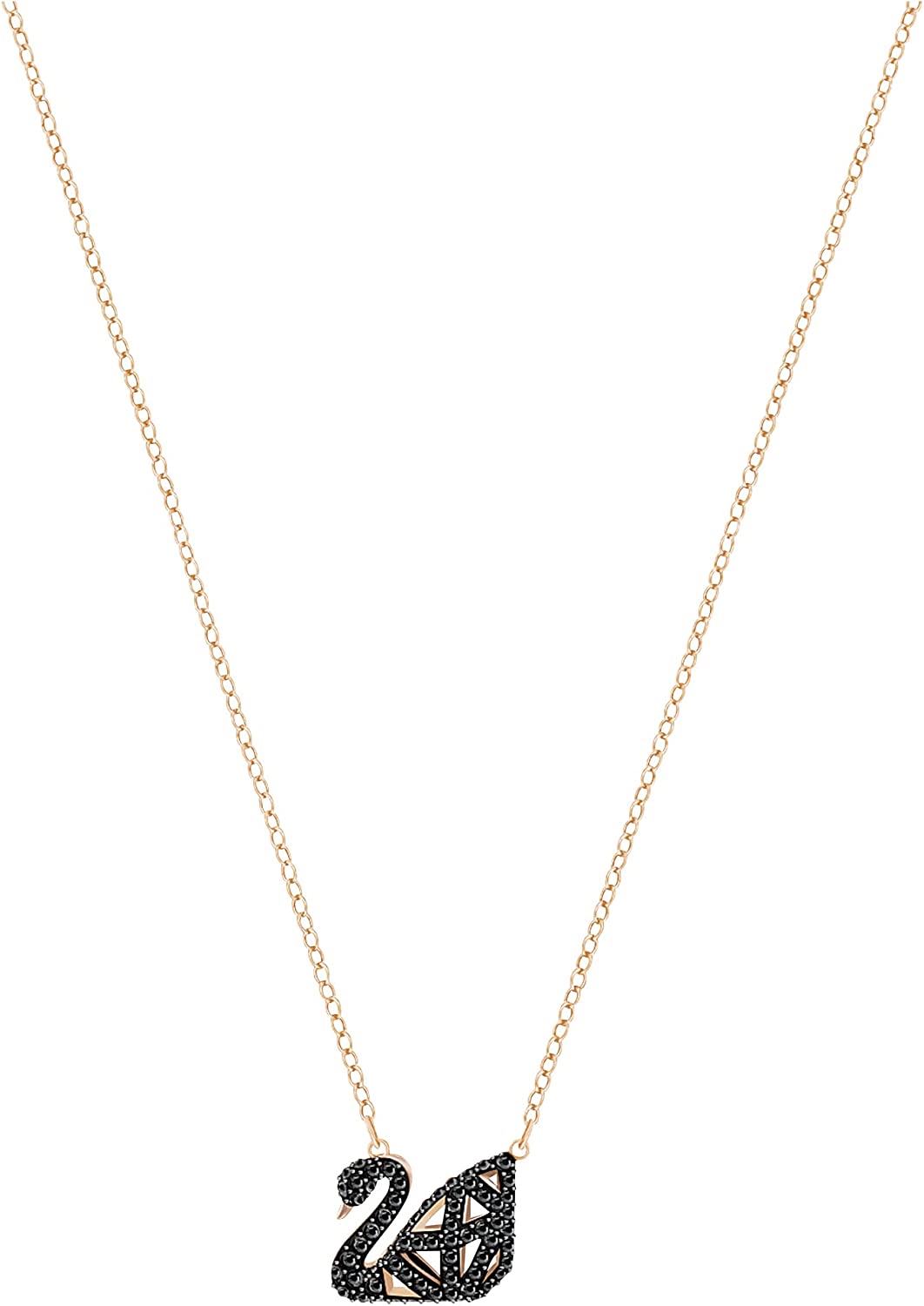 Swarovski Iconic Swan Jewelry Collection, Rose Gold Tone Finish, Black Crystals