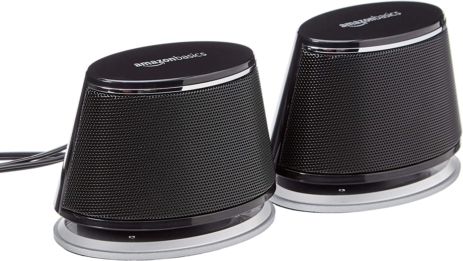  Basics USB Plug-n-Play Computer Speakers for PC or Laptop, Black - Set of 2