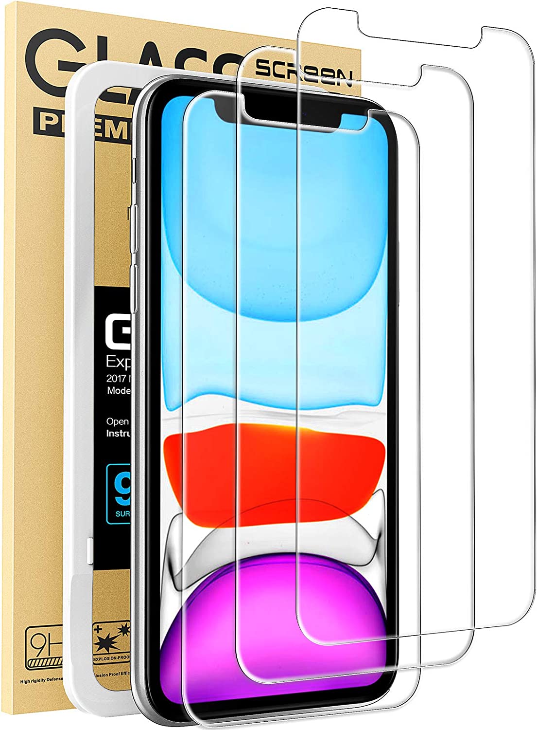 Mkeke Compatible for iPhone 11 Screen Protector for iPhone XR Screen Protector, Tempered Glass Film for Apple iPhone 11 and iPhone XR, 3-Pack Clear