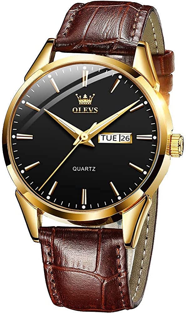 Men's Casual Leather Watch (Luxury Upgrade Version), Fashion Business Dress Watch for Men with Leather Band Day-Date, Classic Easy To Read Waterproof Luminous Men Wrist Watch, Blue/Black/White Face