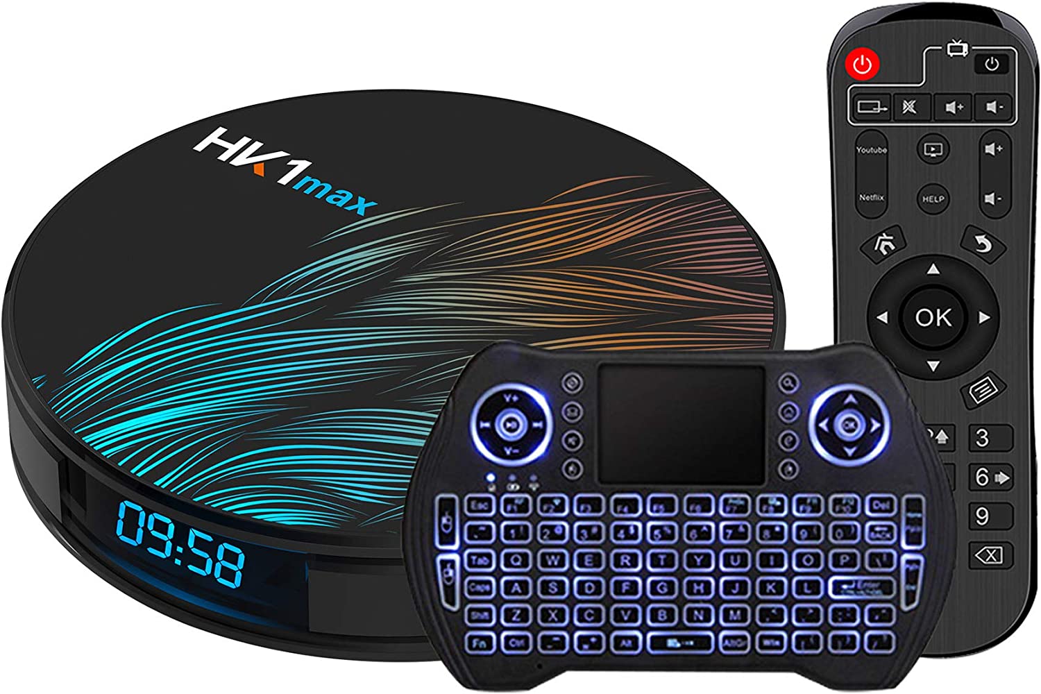 Android TV Box 11.0 4GB 64GB?Smart TV Box Android Box RK3318 USB 3.0 Ultra HD 1080P 4K HDR WiFi 2.4GHz 5.8GHz BT 4.1 Set Top Box with Mini Wireless Backlit Keyboard