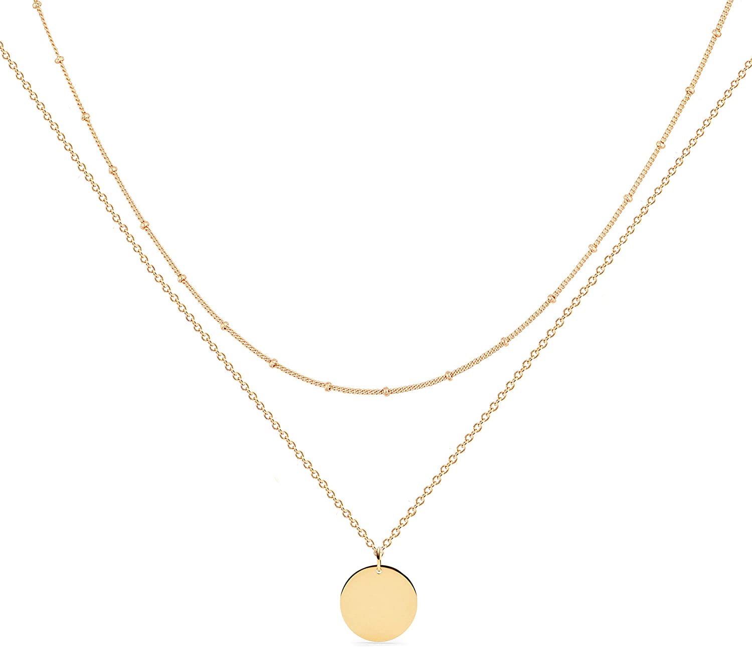 MEVECCO Layered Heart Necklace Pendant Handmade 18k Gold Plated Dainty Gold Choker Arrow Bar Layering Long Necklace for Women