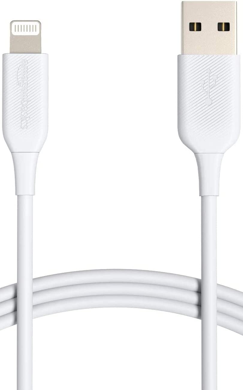  Basics ABS USB-A to Lightning Cable Cord, MFi Certified Charger for Apple iPhone 14 13 12 11 X Xs Pro, Pro Max, Plus, iPad, White, 6-Ft