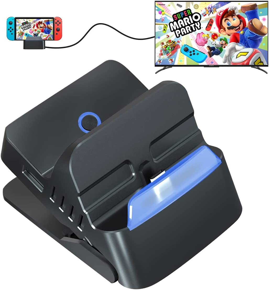 Switch Dock for Nintendo Switch/Switch OLED,PURBHE Portable Switch Docking Station Replacement for Official Nintendo Switch Dock,Travel Switch TV Dock 4K HDMI USB 3.0 Ports,Nintendo Switch Accessories