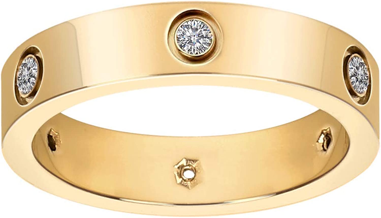 AoJun Fashion Classic 18K Gold Plated Titanium Steel Women Stacking Ring Best Gifts Couples Valentine's Day