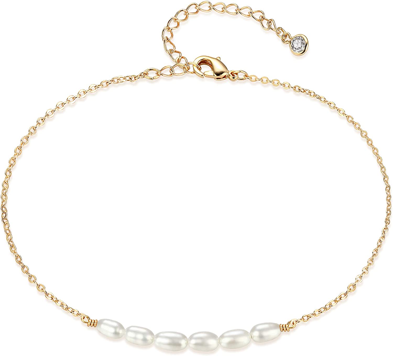 WEARON Anklet for Women, 14K Gold Plated Simple Summer Beach Boho Foot Chain Jewelry