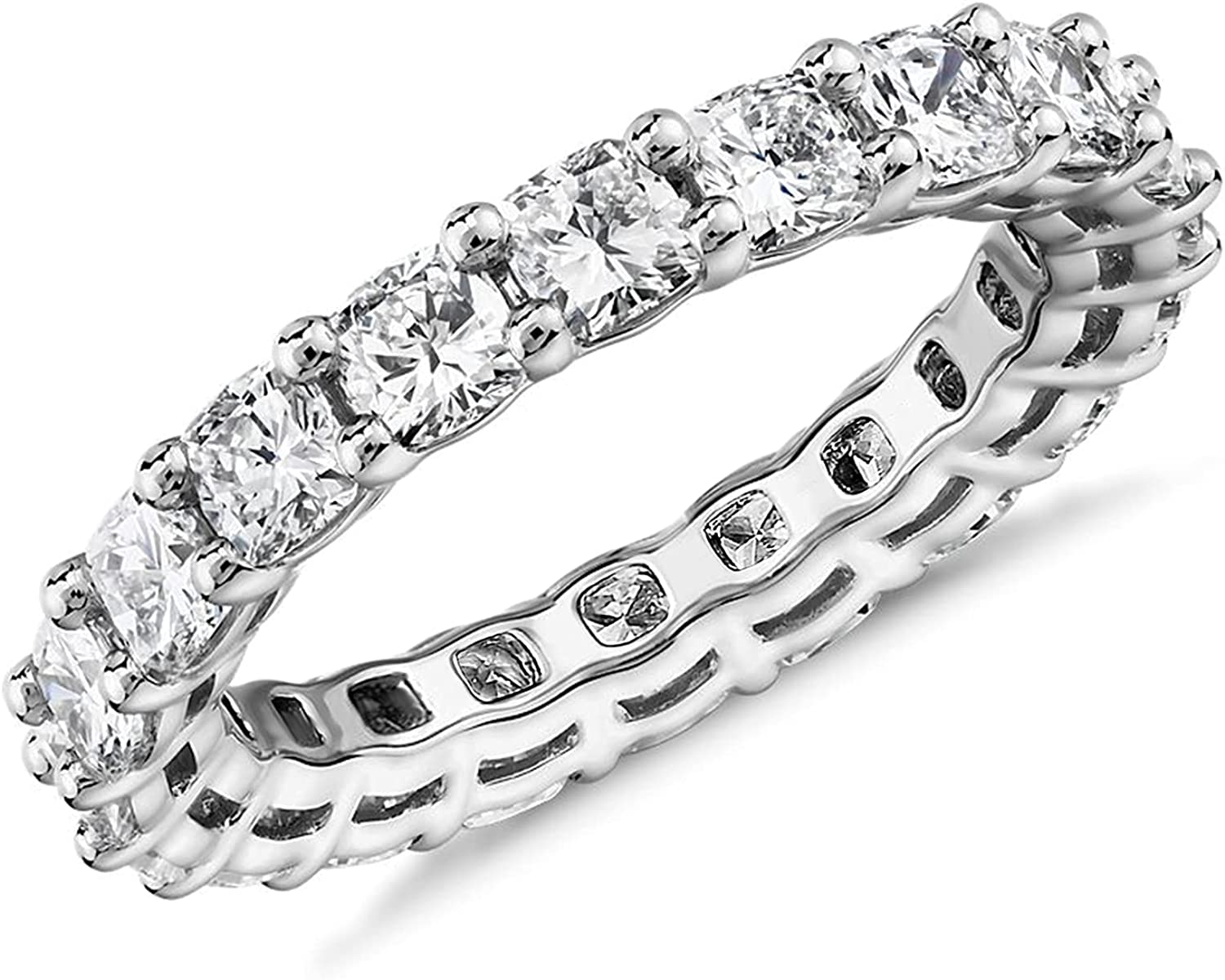 PAVOI 14K Gold Plated Rings Cubic Zirconia Love Ring | 3mm Cushion Cut Stackable Rings for Women | Gold Rings for Women
