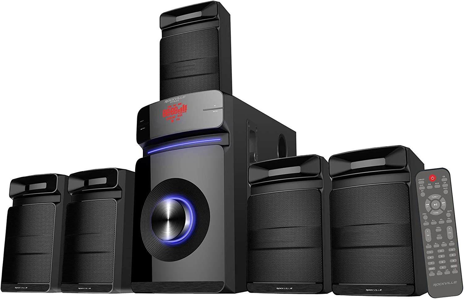 Rockville HTS45 800w 5.1 Channel Bluetooth Home Theater Audio System+Subwoofer