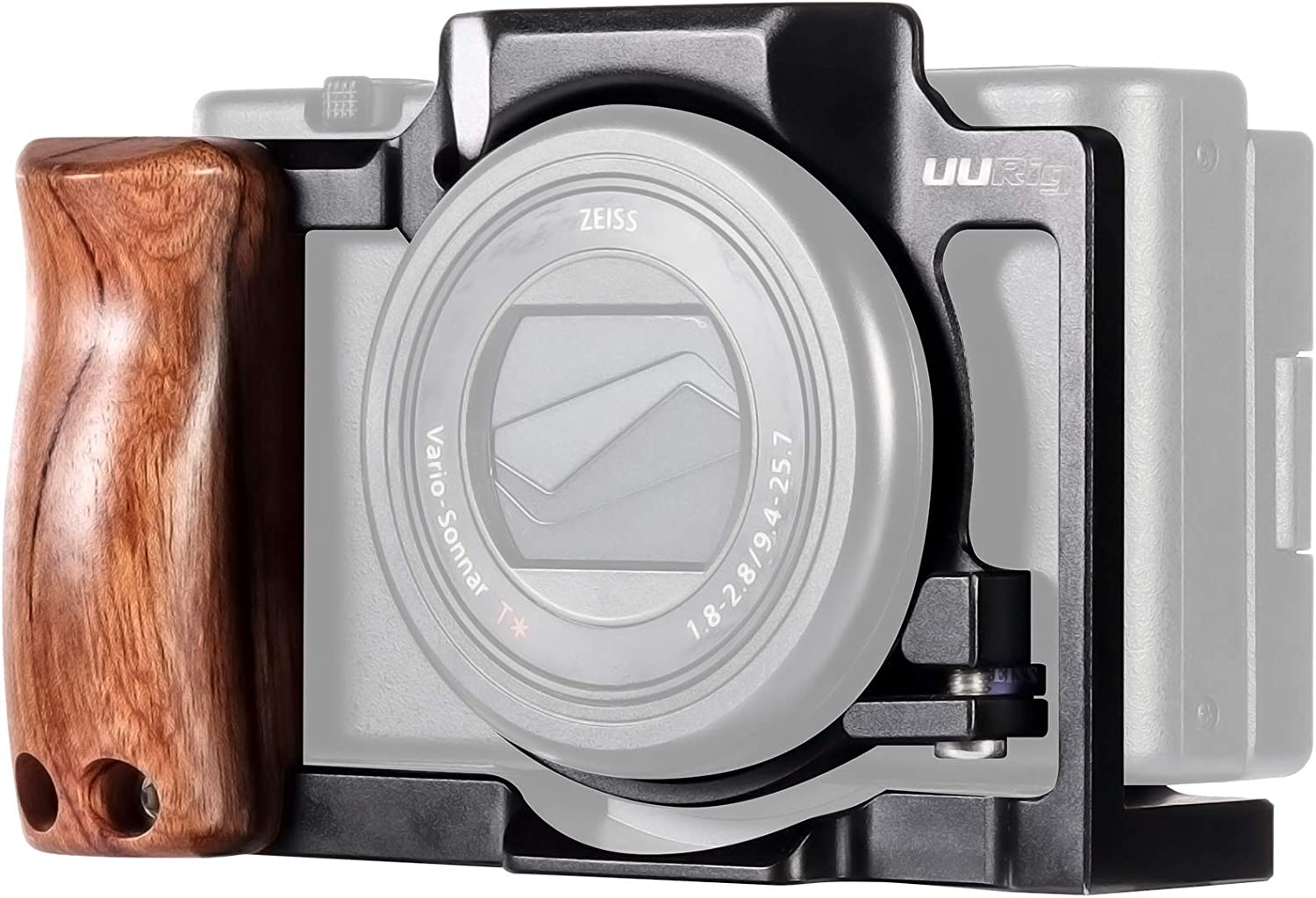 UURig ZV1 Camera Cage for Sony ZV-1 Camera Video Shooting Cage Rig Filming Accessories 3/8“ Arri Locating 1/4" Cold Shoe Extension for Microphone/ Light w Wooden Handle Grip, Vlogger Content Creator