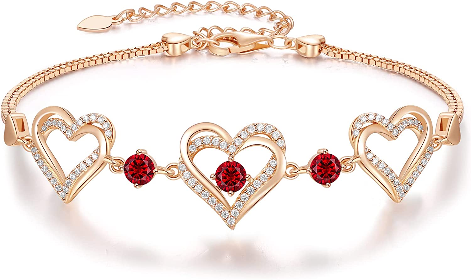 CDE Forever Love Heart Bracelet 925 Sterling Silver with Birthstone Zirconia, Anniversary Mother's Day Birthday Jewelry Gifts for Women Wife Her