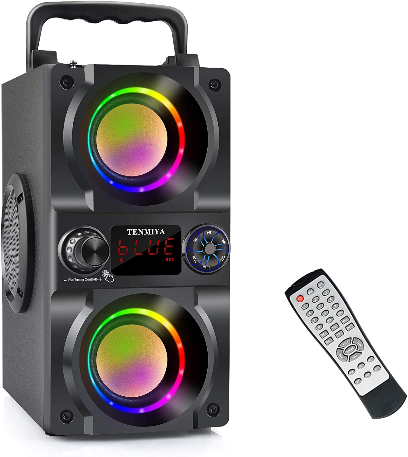 Bluetooth Speaker, 40W (60W Peak) Portable Wireless Speaker with Colorful Lights, Double Subwoofer Heavy Bass, FM Radio, MP3 Player, Bluetooth 5.0, Loud Stereo Speaker for Home Outdoor Party Camping