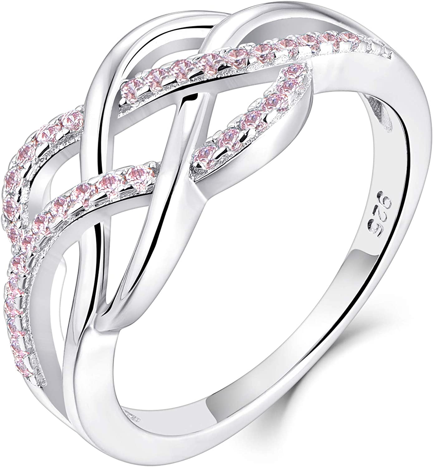 YL Celtic Knot Rings 925 Sterling Silver Twisted Knot Ring 18k White Gold Plated Infinity Statement Rings