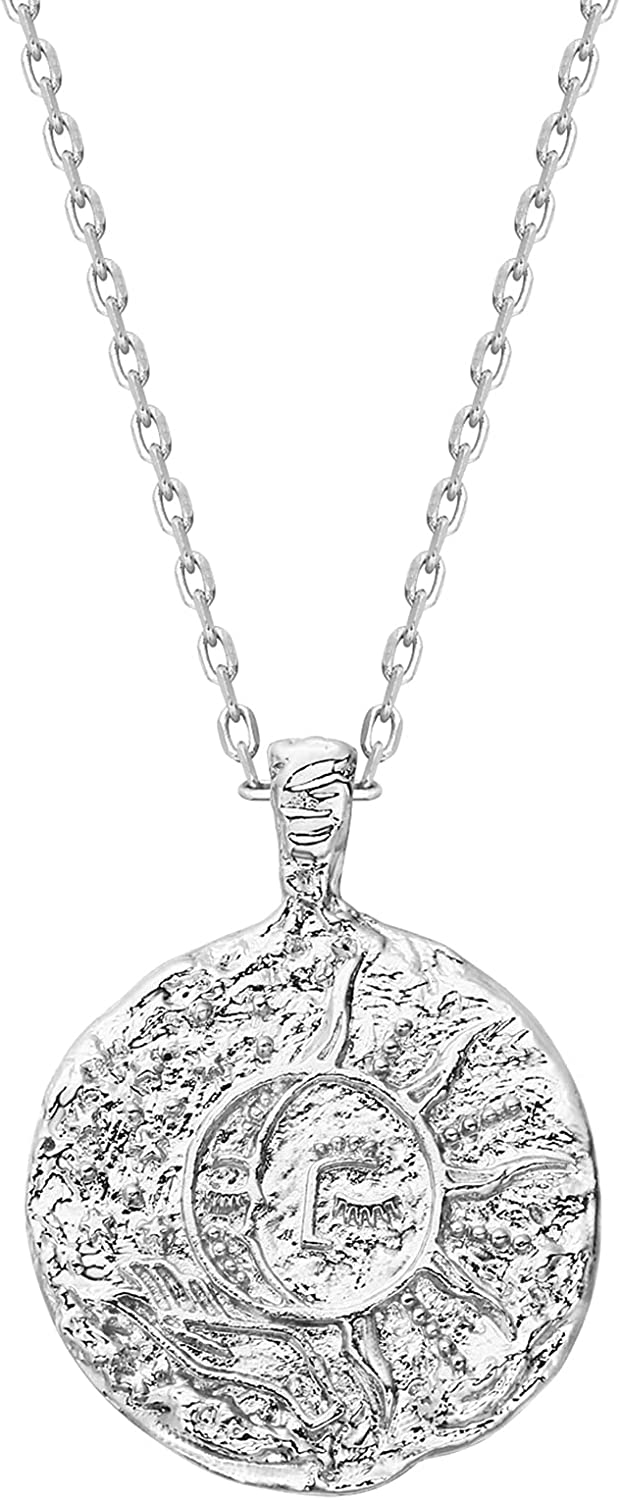 PAVOI 14K Gold Plated Engraved Coin Pendant | Byzantine Coin Necklace | Bohemian Necklace