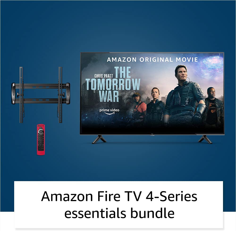  Fire TV 43" 4-Series 4K UHD smart TV bundle with Universal Tilting Wall Mount and Red Remote Cover