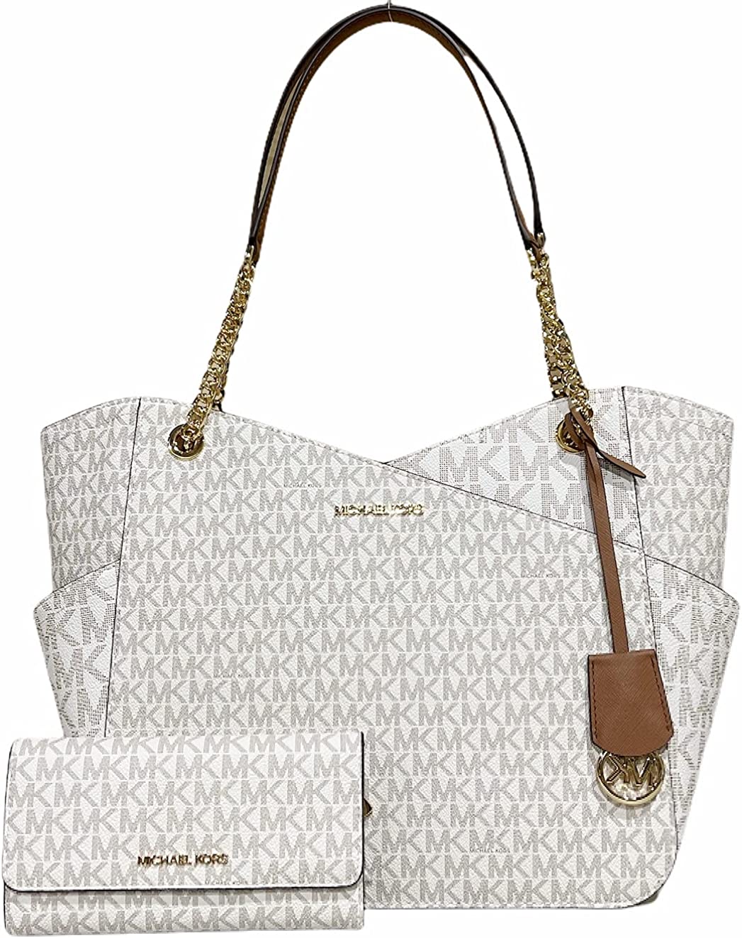 Michael Kors MICHAEL Michael Kors Jet Set Travel Large Chain Shoulder Tote bundled Jet Set Travel Trifold Wallet