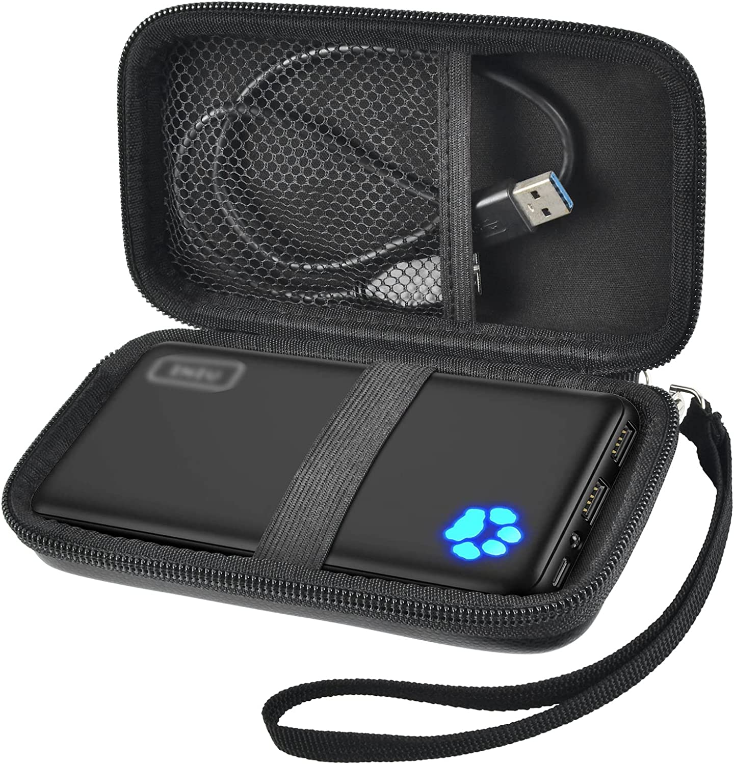 Case Compatible with INIU Portable Charger 10000mAh Power Bank, Hard Travel Carrying Storage Bag Organizer with Detachable Strap Fit for USB C and Accessories (Box Only) - Black