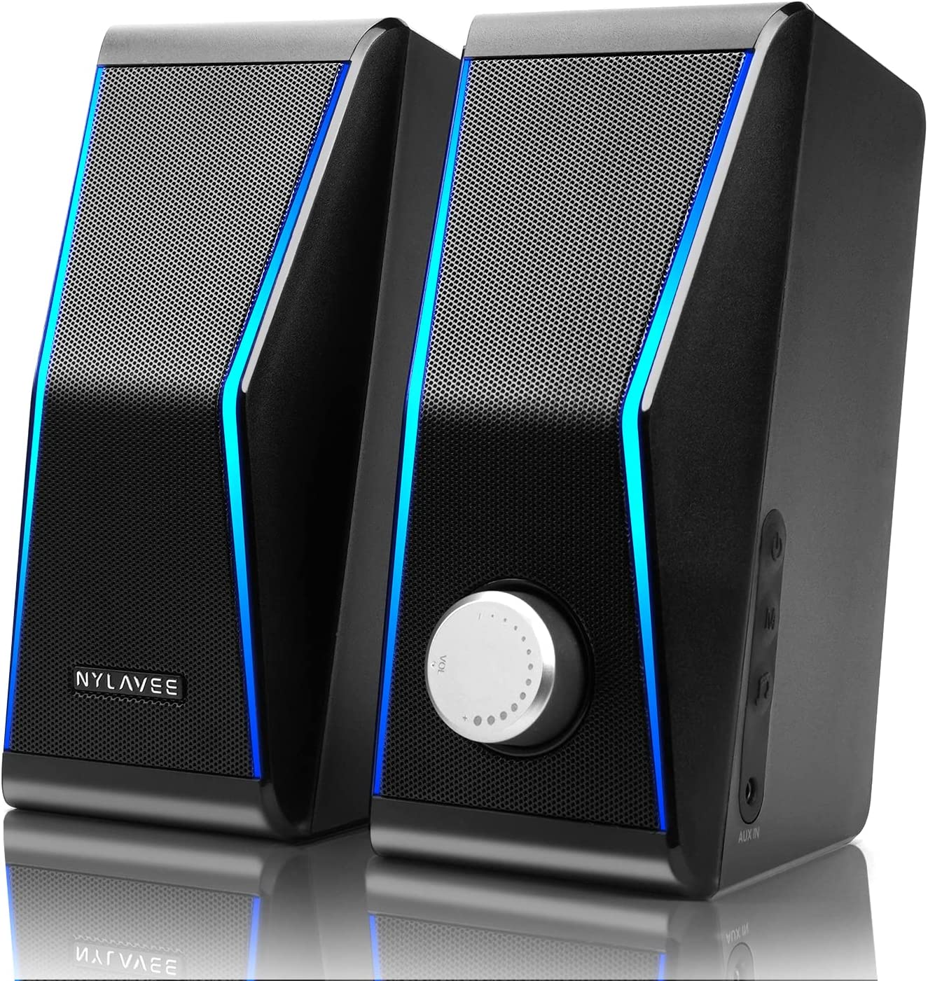 Computer Speakers, Dynamic RGB PC Speakers, Bluetooth 5.0 HiFi Computer Speakers for Desktop with 2 Bass Diaphragms & 4 Speaker Units, USB Powered & 3.5mm AUX Cable for PC Laptop Monitor Tablet Phone
