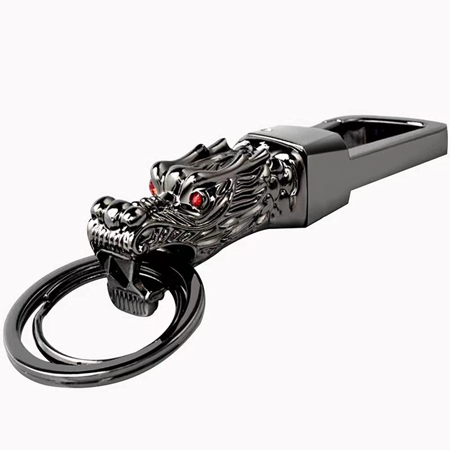 NC Dragon Head Keychain Key Ring Clip Carabiner Key Holder Zinc Alloy Metal Heavy Duty Automotive Car Keychains Accessories for Men & Women with Gift Box