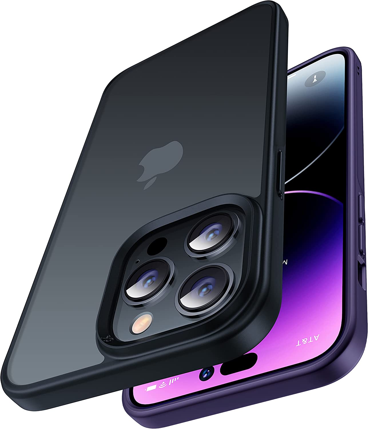 CASEKOO Minimalist Newly Matte Shockproof iPhone 14 Pro Max Phone Case [Zero-Stain Craft][10FT Mil-Grade Protection] Protective Translucent Back Non-Slip for Women Men iPhone 14 Pro Max Case, Black