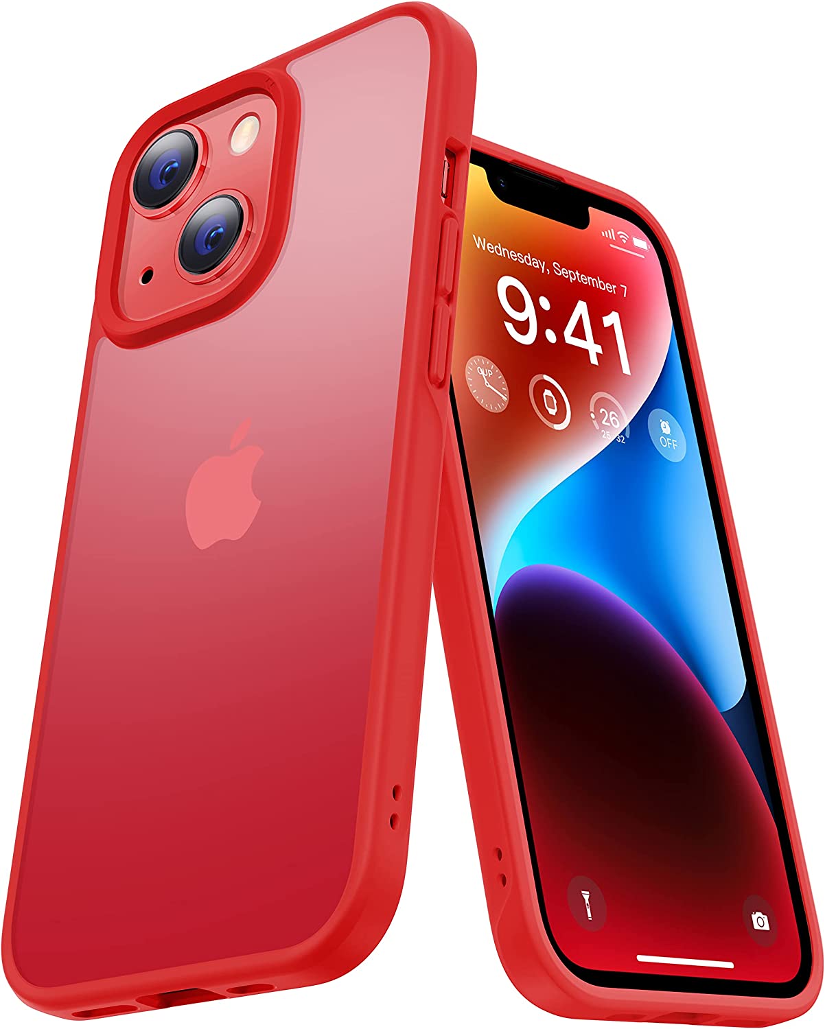 CASEKOO KooShock for iPhone 14 Plus Case Matte 6.7 inch ,[10FT Military Drop Protection][ Anti-Scratch] Protective Hard Back Translucent Shockproof Cover Non-Slip Bumper Slim Phone Cases, Red