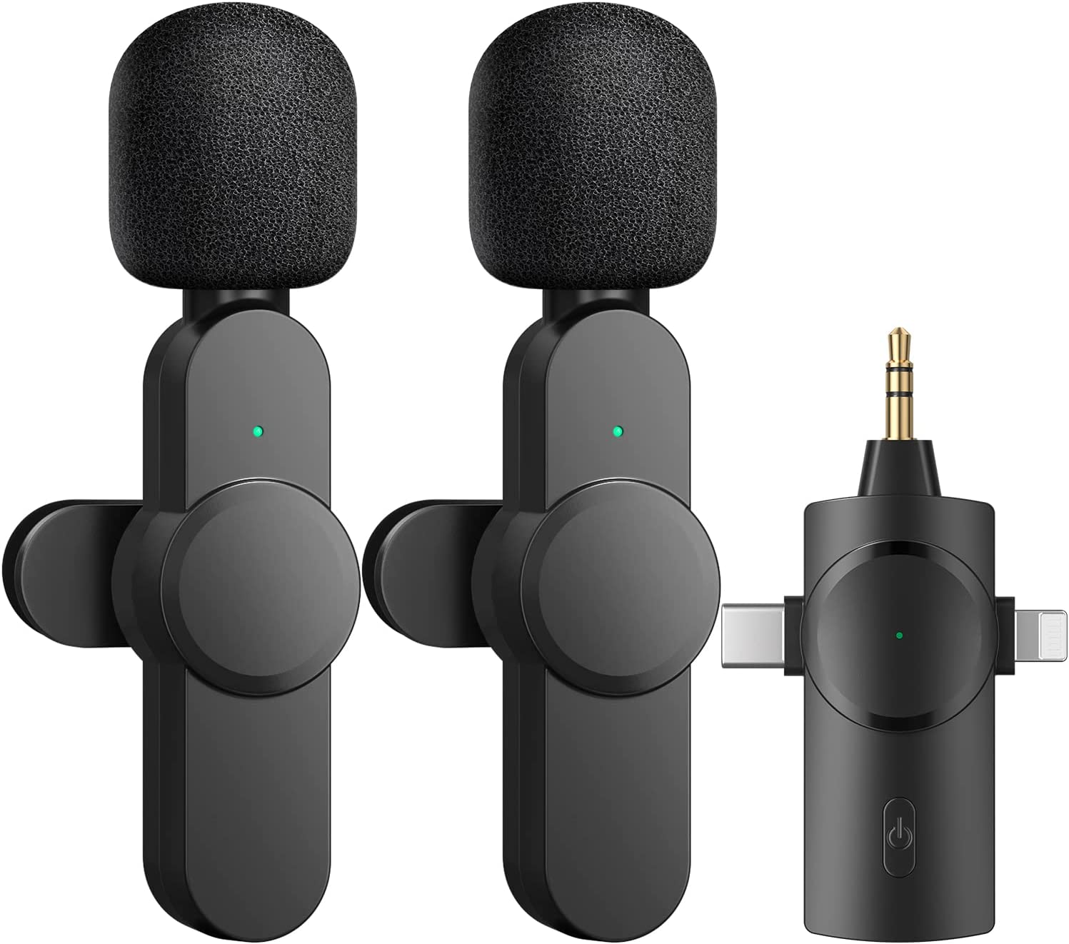 AIKELA Dual Wireless Lavalier Lapel Microphone for iPhone, Android, Camera-Cordless Double Mics Plug-Play 2.4G Ultra Low Delay Built-in Noise Reduction Chip 7H Long Working Time for Two-Person Creator