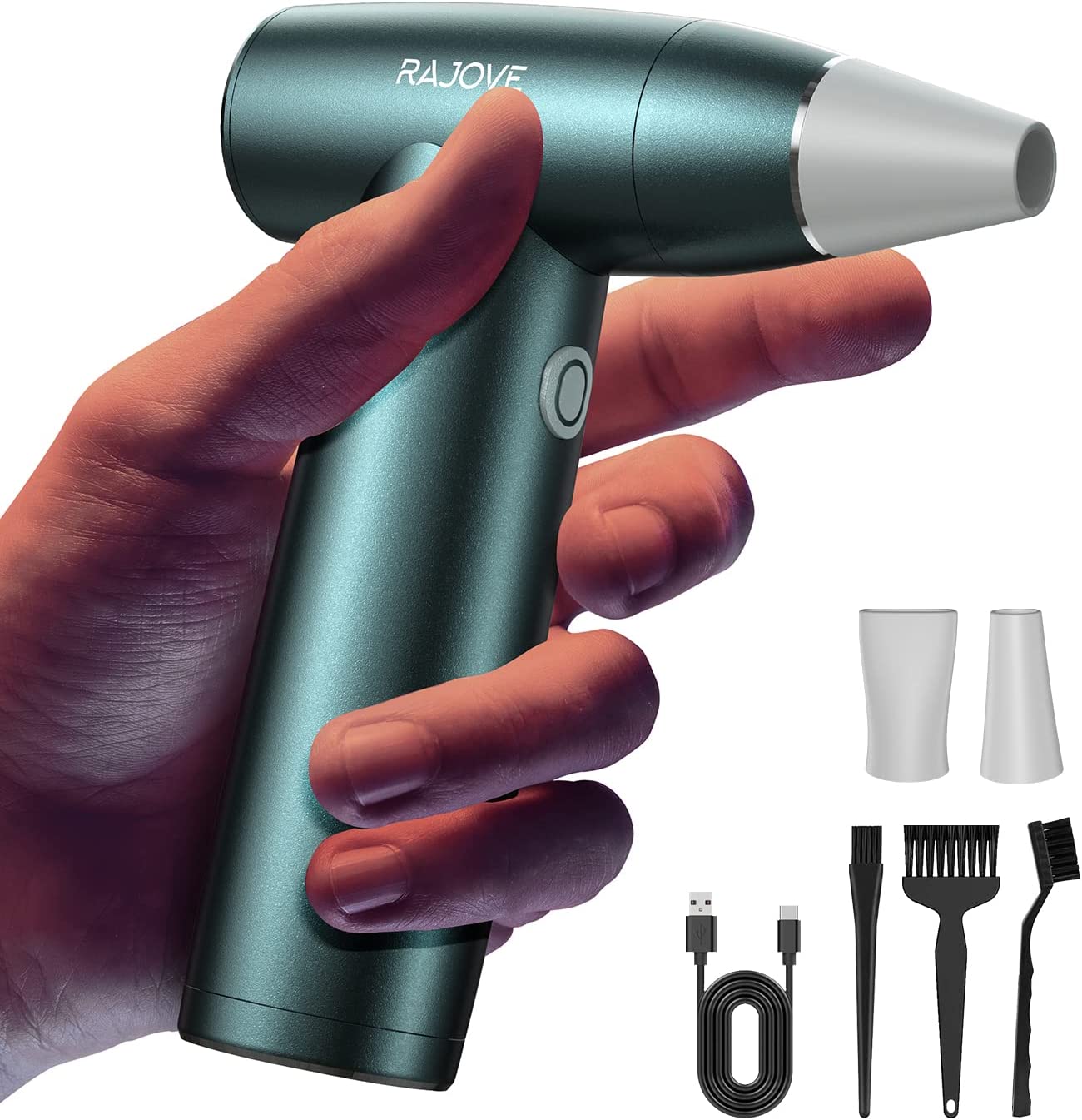 Electric Air Duster, 150000 RPM Compressed Air Duster with [Powerful Brushless & Coreless Motor] [Elegant All Metal] Air Duster Compressed Air Cordless Air Duster Mini Air Blower for Computer Keyboard