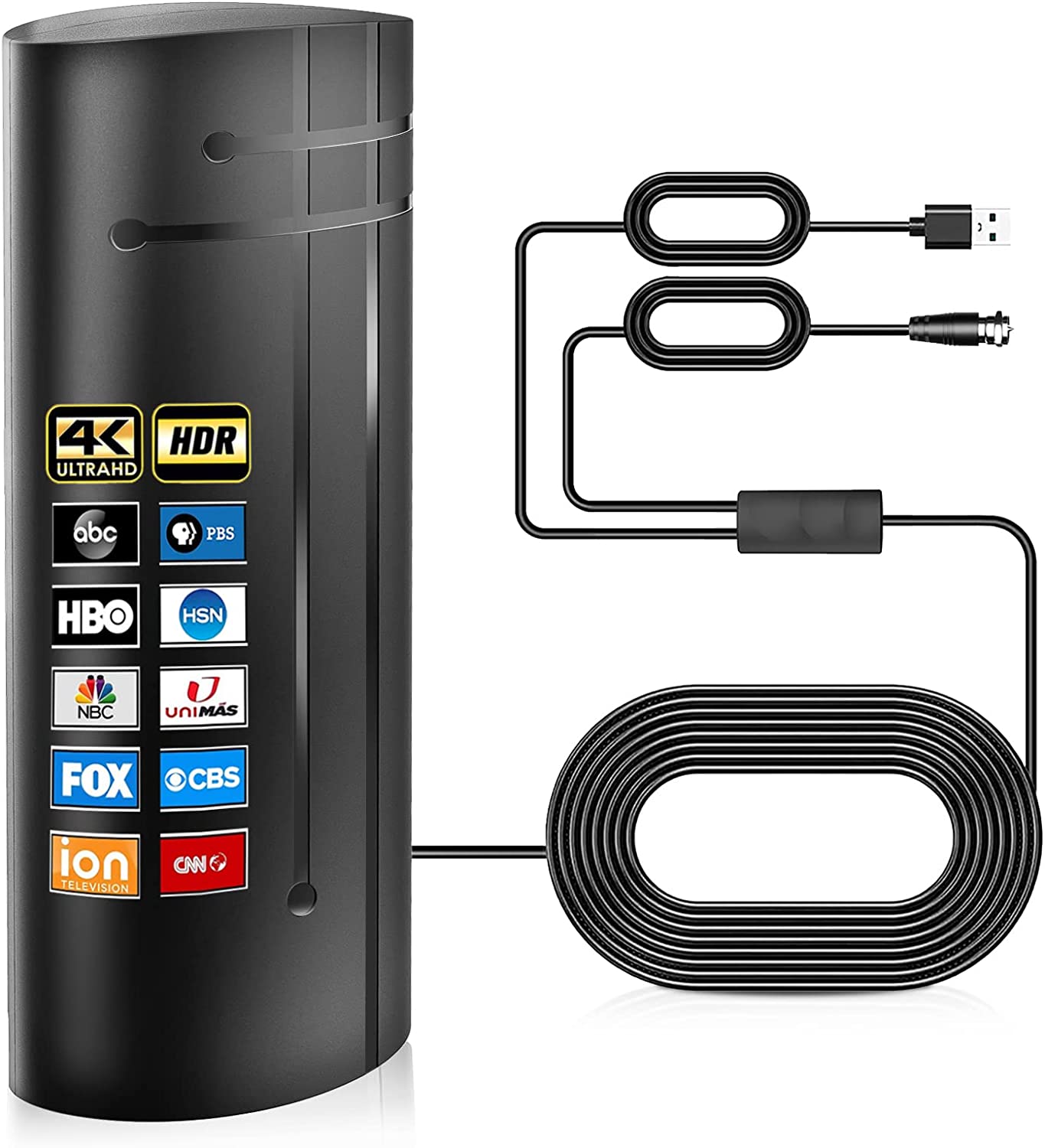 2026 Upgrade TV Antenna, 580+ Miles Range Amplified Digital HD Antenna Indoor Outdoor for Smart TV and All Older TV - 36ft HD Cable - Support 4K 8K 1080p and Other Resolutions (Black)