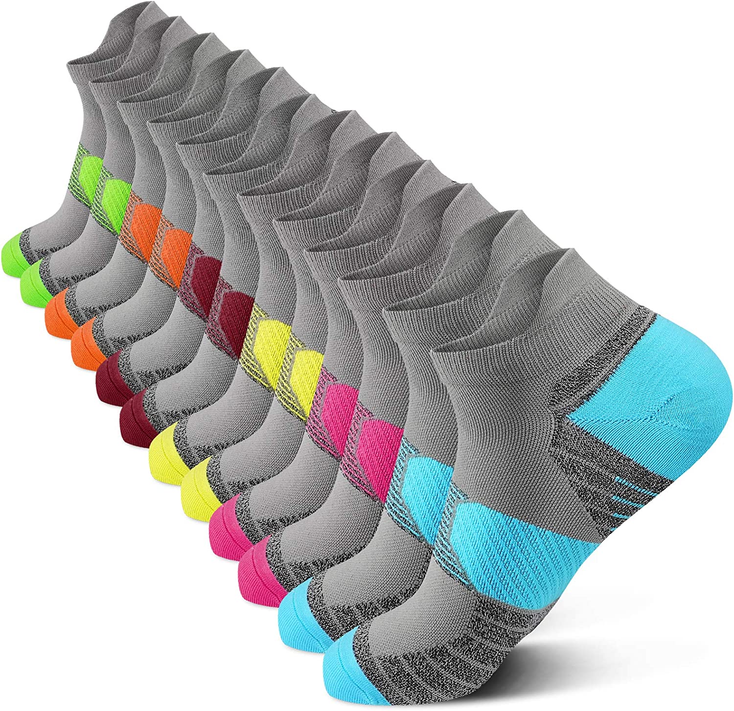 PAPLUS Compression Running Socks Women (6 Pairs), Ankle Athletic Socks Low Cut with Arch Support…
