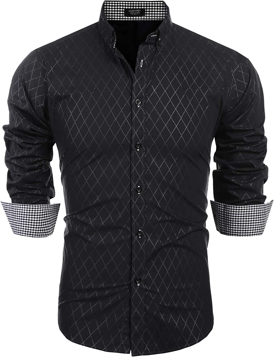 Coofandy Men's Business Dress Shirt Long Sleeve Casual Slim Fit Button Down Shirt