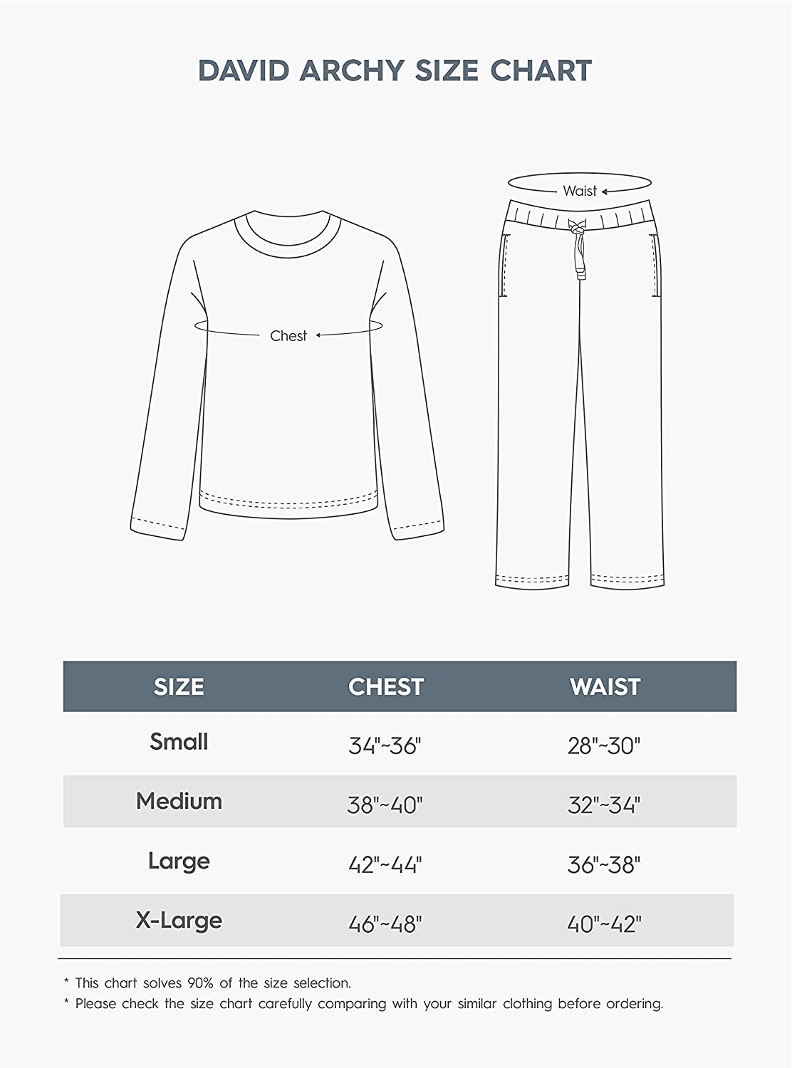 DAVID ARCHY Men's Cotton Sleepwear Button-Down Pajamas Set