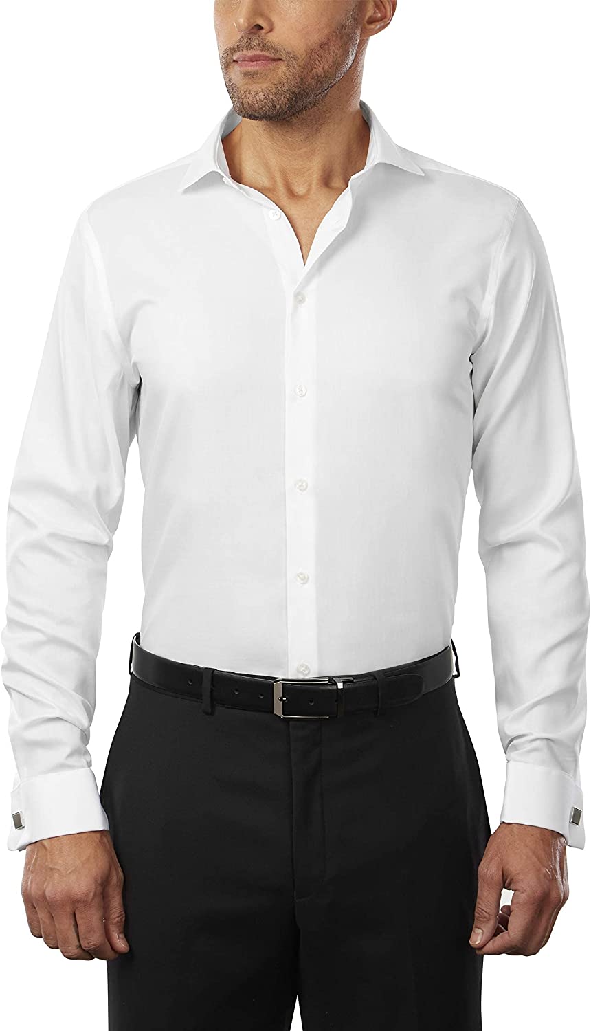 Calvin Klein Men's Dress Shirt Slim Fit Non Iron Solid French Cuff