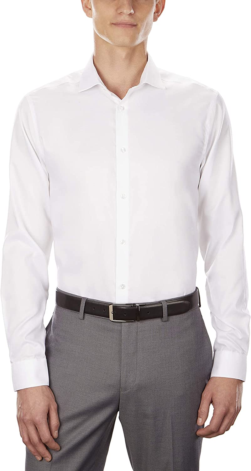Calvin Klein Men's Dress Shirt Slim Fit Non Iron Stretch Solid French Cuff
