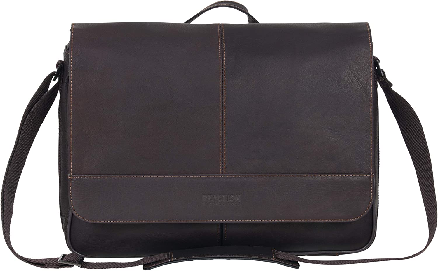 Kenneth Cole REACTION Risky Business Messenger Full-Grain Colombian Leather Crossbody Laptop Case & Tablet Day Bag