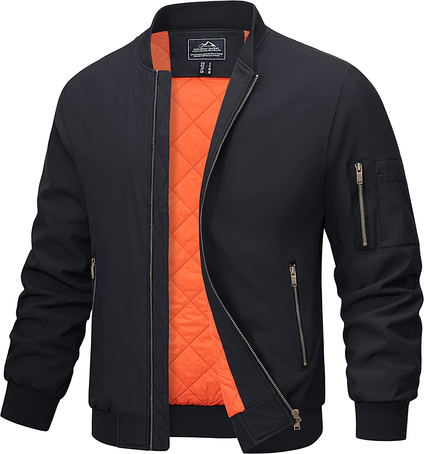 MAGCOMSEN Men's Bomber Jacket Fall Winter Warm Jackets Full Zip Padded Coats Windproof Thick Jackets Outwear Zipper Pockets