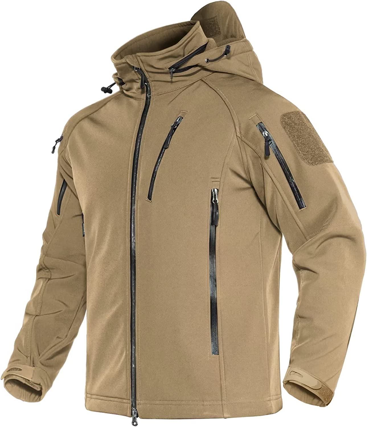 MAGCOMSEN Men's Tactical Jacket 8 Pockets Water Resistant Jacket Softshell Fleece Lined Jacket Winter Coats Ski Jacket
