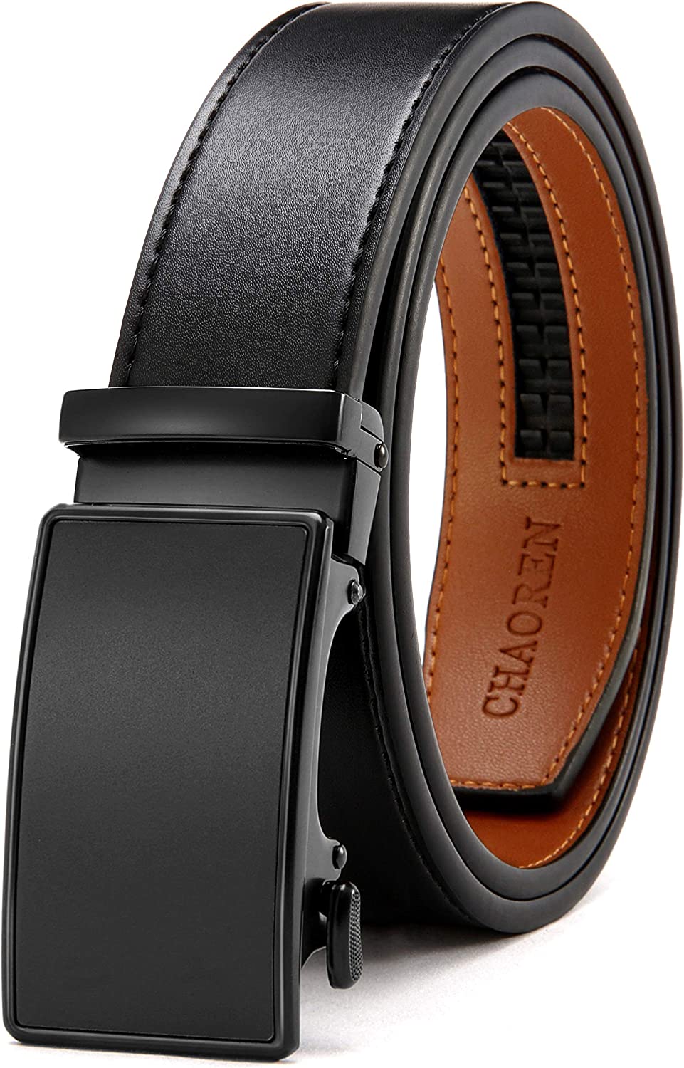 CHAOREN Ratchet Belt for men - Mens Belts Leather 1 3/8" for Dress Pants - Micro Adjustable Belt Fit Everywhere