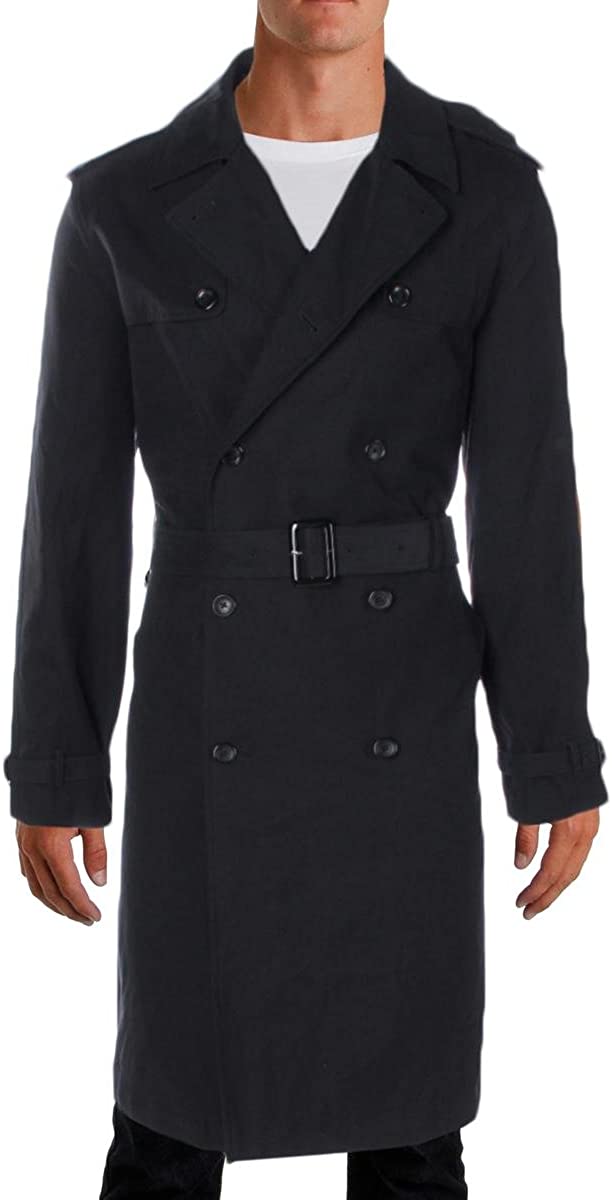 LONDON FOG Men's Plymouth Twill Belted Double-Breasted Iconic Trench Coat