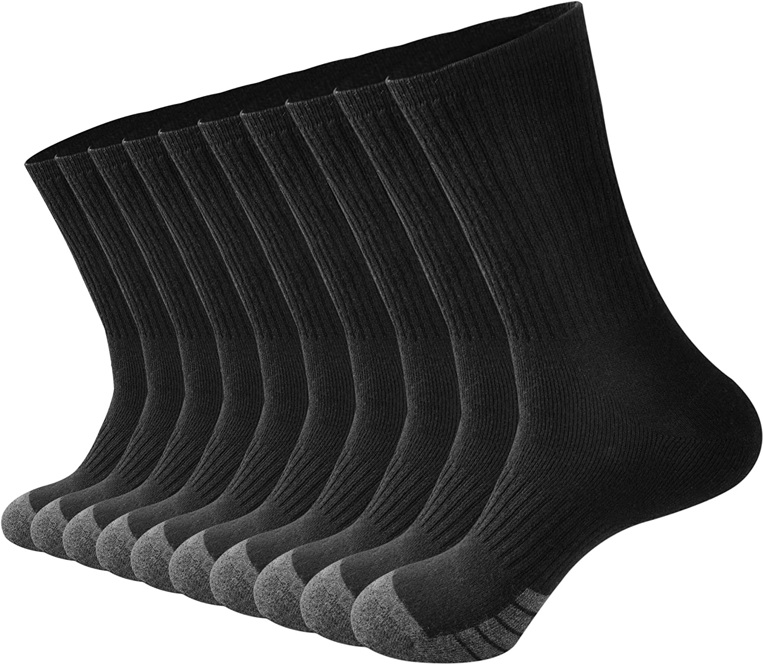 GKX Men's Cotton Athletic Moisture Control Heavy Duty Work Boot Cushion Crew Socks Multi Pack