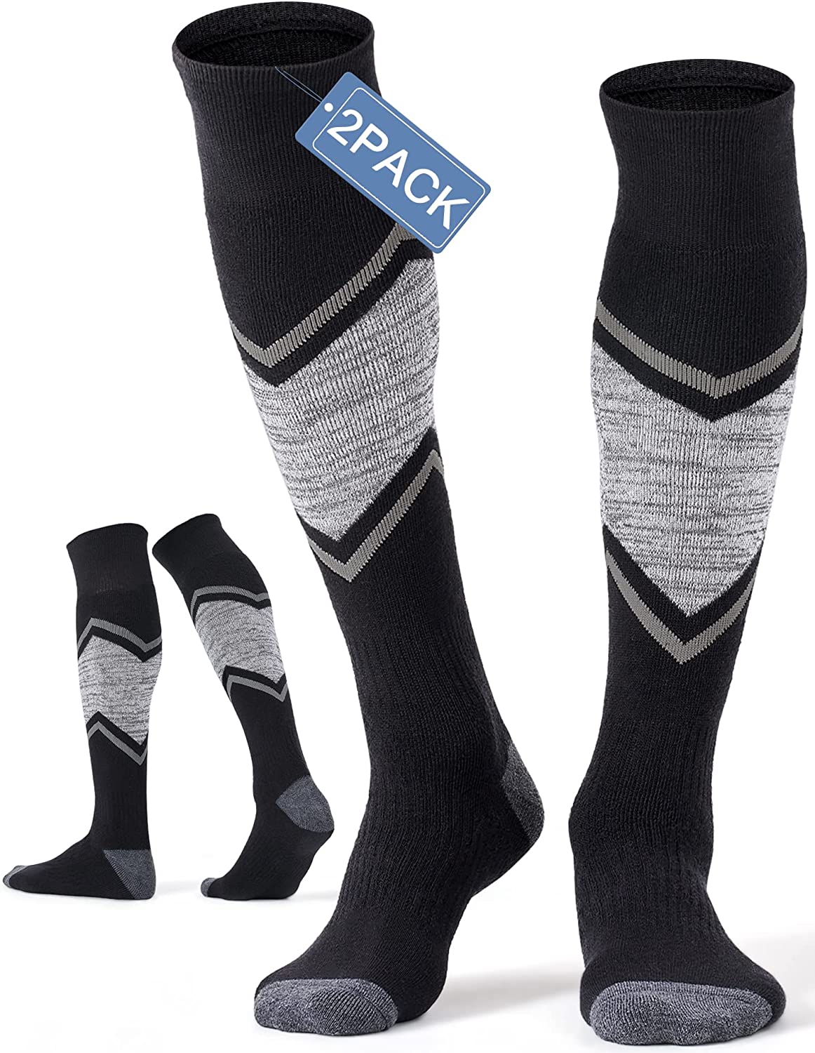 FITRELL 2/3 Pack Ski Socks for Skiing Snowboarding, Full Cushioned Winter Wool Warm Socks for Men and Women