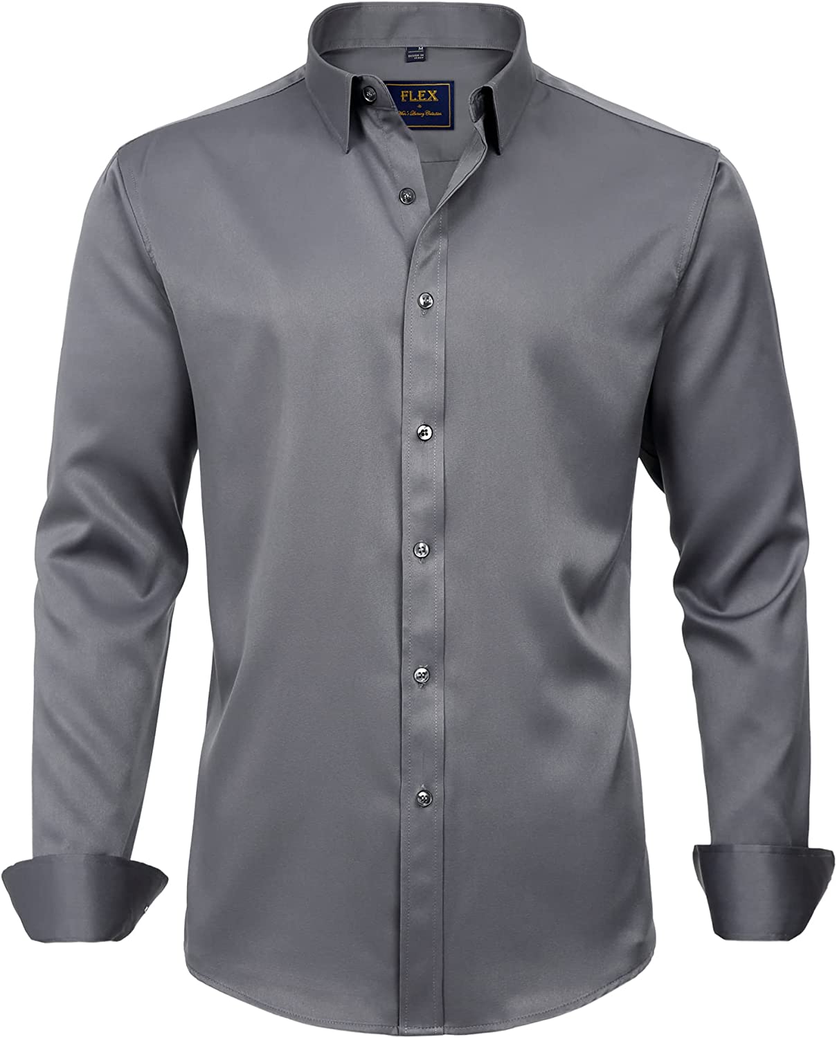 J.Ver Men's Dress Shirts Solid Long Sleeve Stretch Wrinkle-Free Formal Shirt Business Casual Button Down Shirts