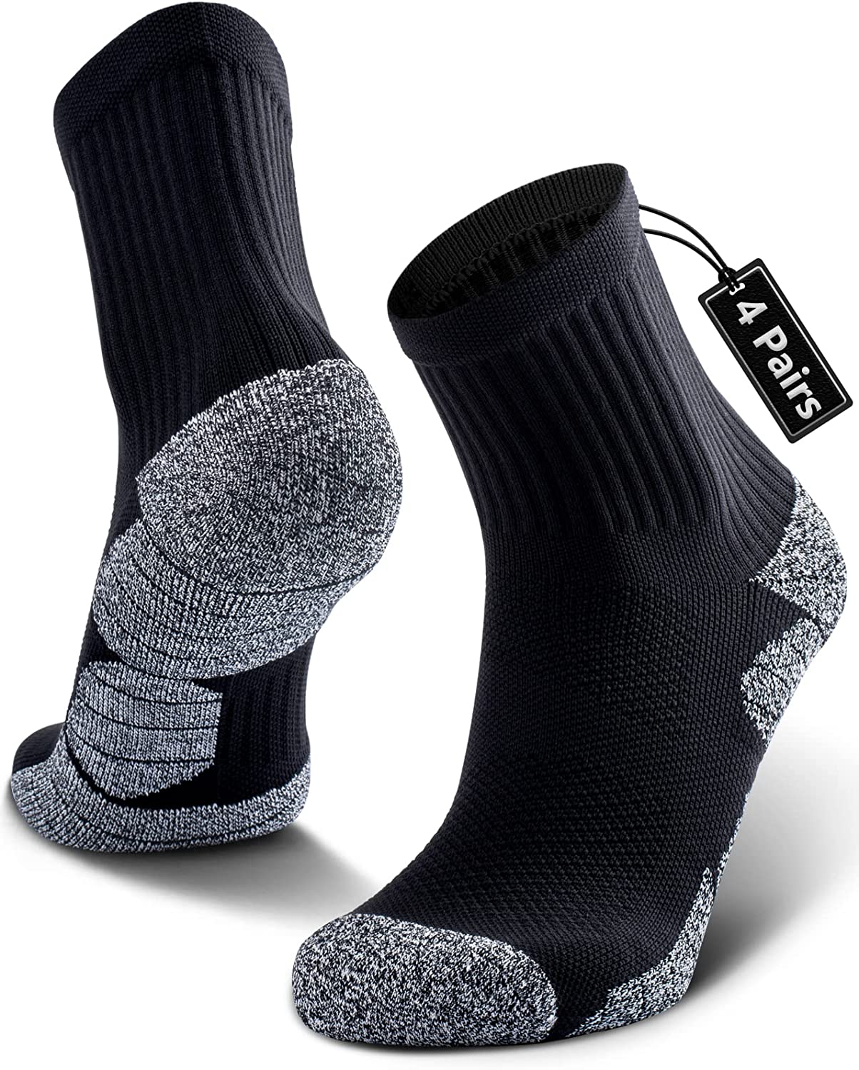 CWVLC 4-Pack Cushioned Compression Sport Quarter Socks for Men Women Youth